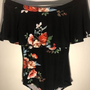 Rue21- Floral Ruffle-Top Bodysuit